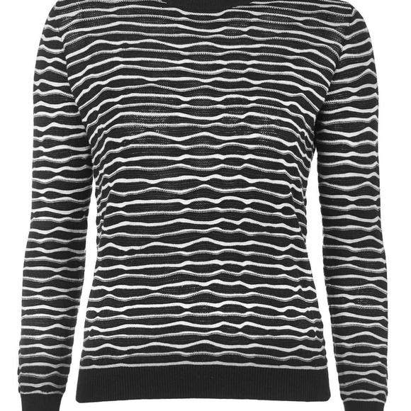 Topshop Wavy Striped Print Cotton Sweater - Picture 3 of 6